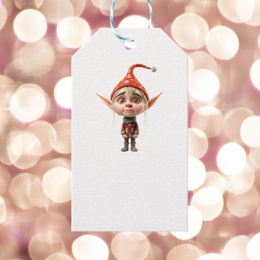 Waifish Meisje Kerst Elf Witte Gift Labels Cadeaulabel