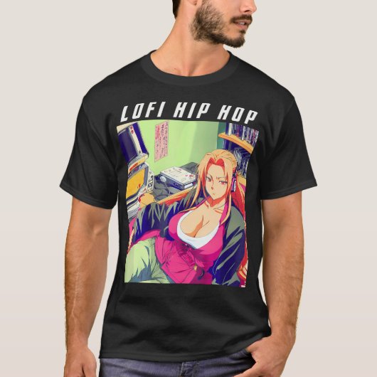 Waifu Manga Anime Meisje 90S Retro Lofi Hip Hop T-shirt (Voorkant)