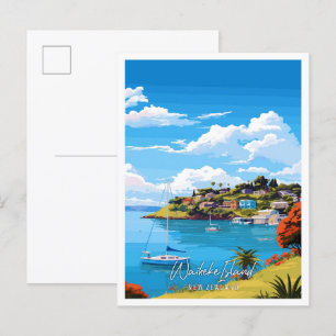Waiheke Island Nieuw-Zeeland vintage reizen Briefkaart