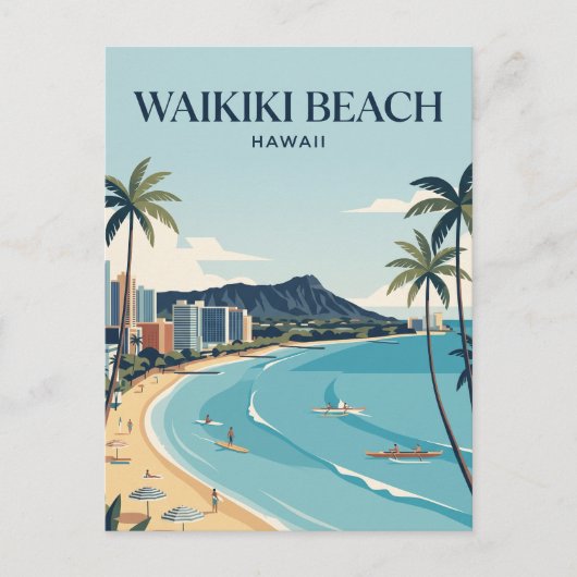 Waikiki Beach Briefkaart (Voorkant)