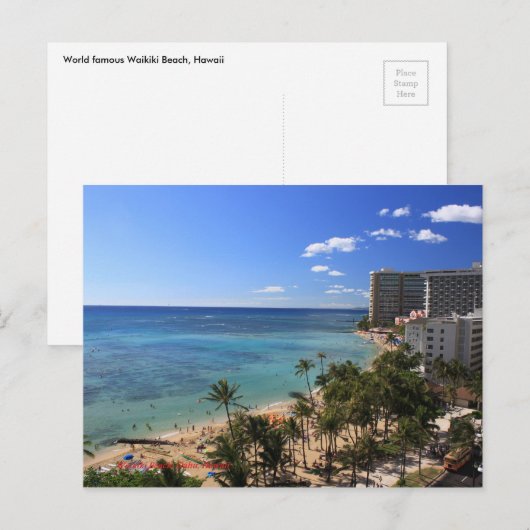 Waikiki Beach briefkaart (Voorkant / Achterkant)