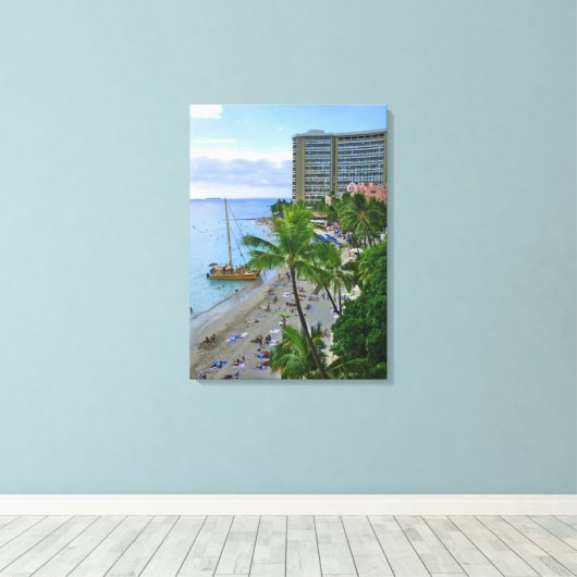 Waikiki Beach Canvas Afdruk (Insitu (Houten vloer))