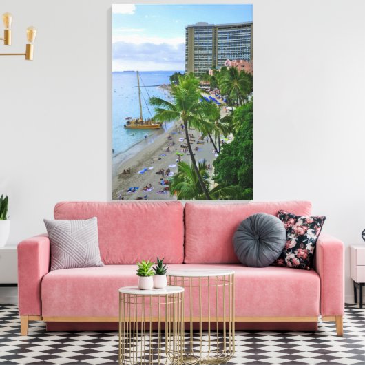 Waikiki Beach Canvas Afdruk (Insitu (Woonkamer))