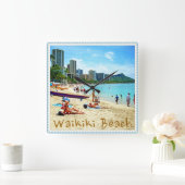 Waikiki Beach Clock Vierkante Klok (Huis)