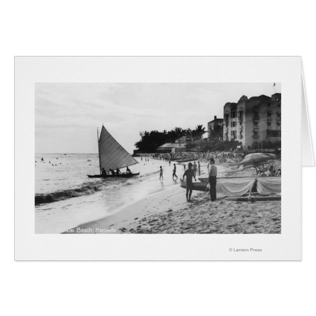 Waikiki Beach en Boats Honolulu (Voorkant Horizontaal)
