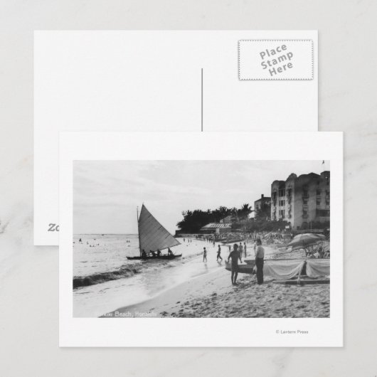 Waikiki Beach en Boats Honolulu Briefkaart (Voorkant / Achterkant)