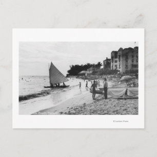 Waikiki Beach en Boats Honolulu Briefkaart