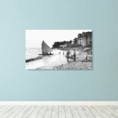 Waikiki Beach en Boats Honolulu Canvas Afdruk (Insitu (Houten vloer))