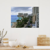 WAIKIKI BEACH en KALAKAUA AVENUE - HAWAII Poster (Keuken)