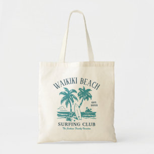 Waikiki Beach Gezinsvakantie Vintage Surf Logo Tote Bag
