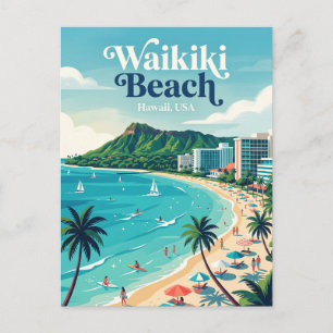 Waikiki Beach Hawaï Briefkaart