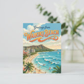 Waikiki Beach Hawaï Briefkaart (Staand voorkant)