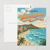 Waikiki Beach Hawaï Briefkaart (Voorkant / Achterkant)