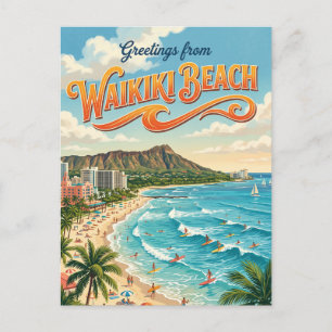 Waikiki Beach Hawaï Briefkaart