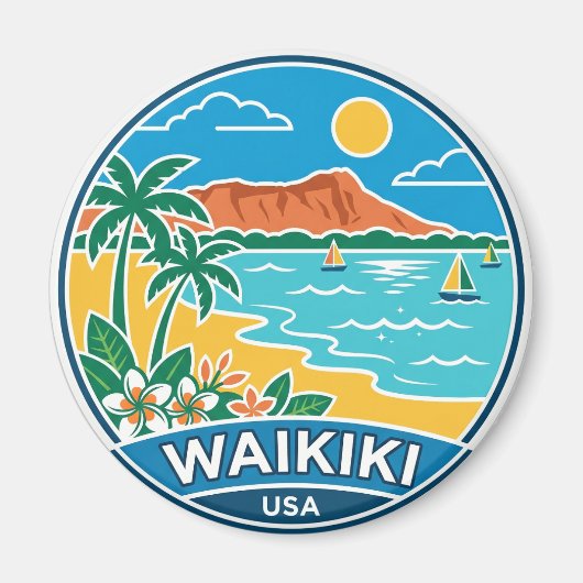 Waikiki Beach Hawaï Magneet (Voorkant)
