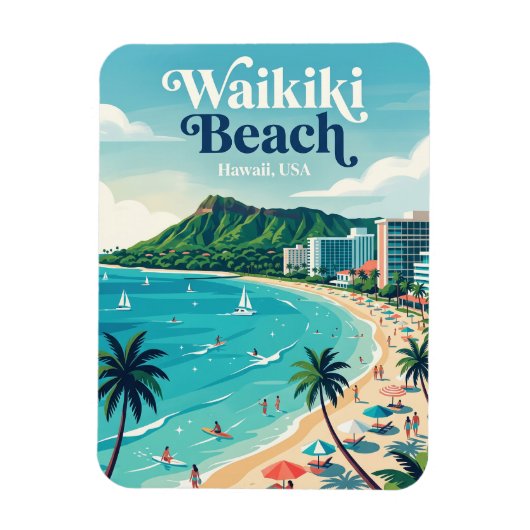 Waikiki Beach Hawaï Magneet (Verticaal)
