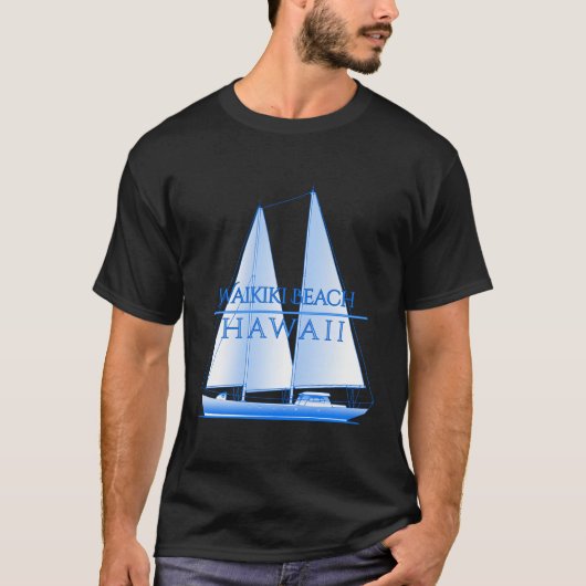 Waikiki Beach Hawaï Nautische zeiler T-shirt (Voorkant)