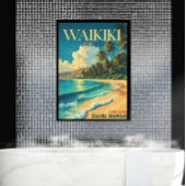  Waikiki Beach, Hawaï - Retro Travel Poster