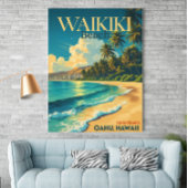  Waikiki Beach, Hawaï - Retro Travel Poster