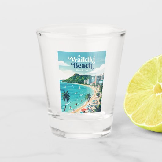 Waikiki Beach Hawaï Shot Glas (Voorkant)