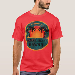 Waikiki Beach Hawaii Beach Retro Sunset T-shirt
