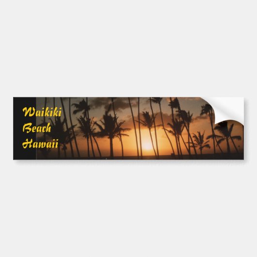 Waikiki Beach Hawaii Bumpersticker (Voorkant)