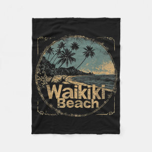 Waikiki Beach Hawaii Hi  jaren 70 jaren 80 Palm Tr Fleece Deken