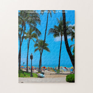 Waikiki Beach Hawaii Honolulu. Kerstgroeten Legpuzzel