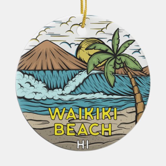 Waikiki Beach Hawaii Keramisch Ornament (Voorkant)