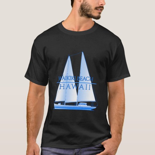 Waikiki Beach Hawaii Nautical Sailing Sailor T-shirt (Voorkant)