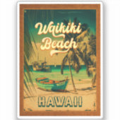 Waikiki Beach Hawaii Palmbomen Souvenir Sticker (Voorkant)