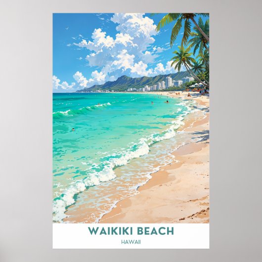 Waikiki Beach, Hawaii Poster (Voorkant)