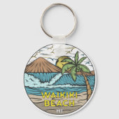 Waikiki Beach Hawaii  Sleutelhanger (Voorkant)
