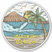 Waikiki Beach Hawaii  Sticker (Voorkant)