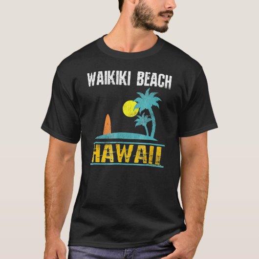 Waikiki Beach Hawaii Summer Surf T-shirt (Voorkant)