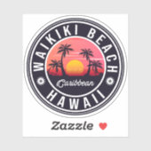 Waikiki Beach - Hawaii Sunrise Palm tree Sticker (Vel)