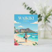 Waikiki Beach, Honolulu Hawaï Briefkaart (Staand voorkant)