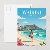 Waikiki Beach, Honolulu Hawaï Briefkaart (Voorkant / Achterkant)