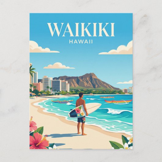 Waikiki Beach, Honolulu Hawaï Briefkaart (Voorkant)