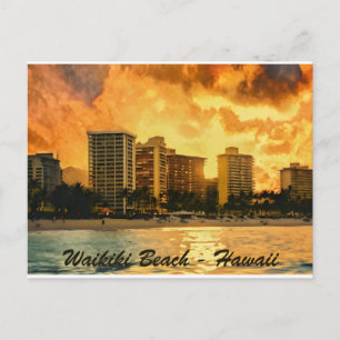 Waikiki Beach Honolulu Hawaii Briefkaart