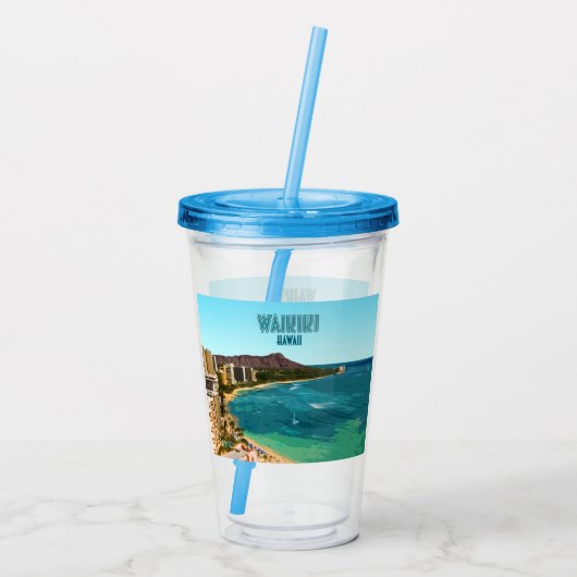 Waikiki Beach Honolulu Oahu Hawaii  Acryl Drinkbeker (Achterkant)