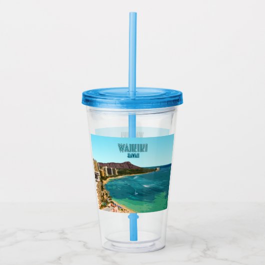 Waikiki Beach Honolulu Oahu Hawaii  Acryl Drinkbeker (Voorkant)