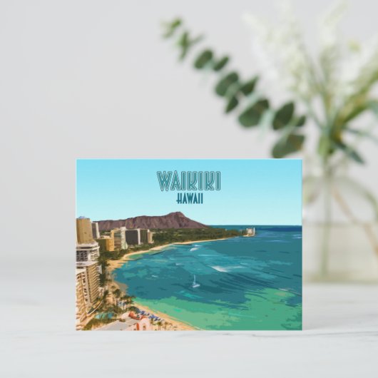 Waikiki Beach Honolulu Oahu Hawaii  Briefkaart (Staand voorkant)