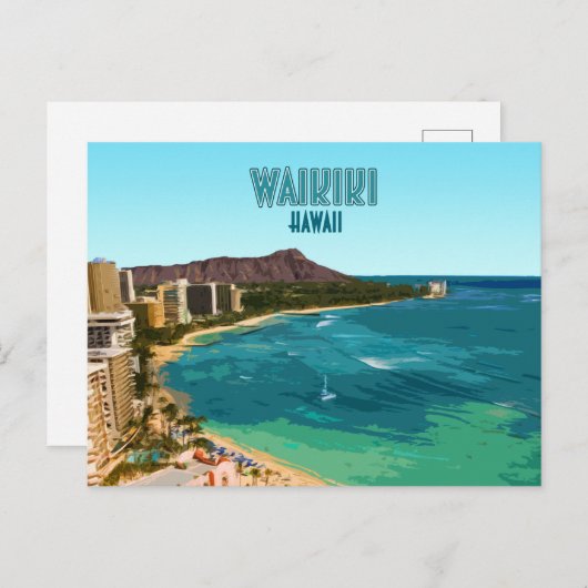 Waikiki Beach Honolulu Oahu Hawaii  Briefkaart (Voorkant / Achterkant)