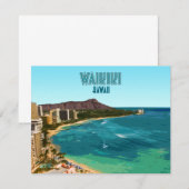 Waikiki Beach Honolulu Oahu Hawaii Flat Kaart (Voorkant / Achterkant)