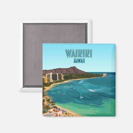 Waikiki Beach Honolulu Oahu Hawaii  Magneet (Voorkant / Achterkant)