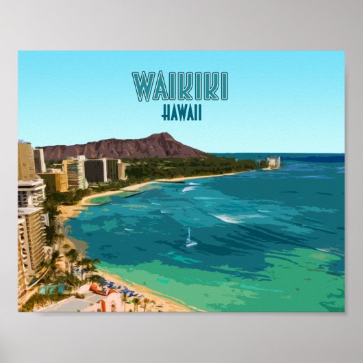 Waikiki Beach Honolulu Oahu Hawaii  Poster (Voorkant)
