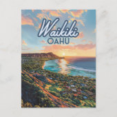 Waikiki Beach Honolulu Oahu Hawaii Retro Briefkaart (Voorkant)
