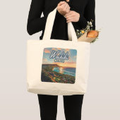 Waikiki Beach Honolulu Oahu Hawaii Retro Grote Tote Bag (Voorkant (product))