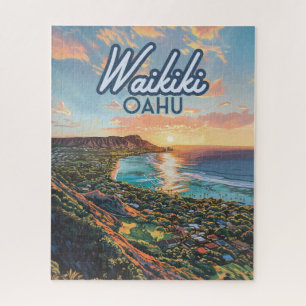 Waikiki Beach Honolulu Oahu Hawaii Retro Legpuzzel